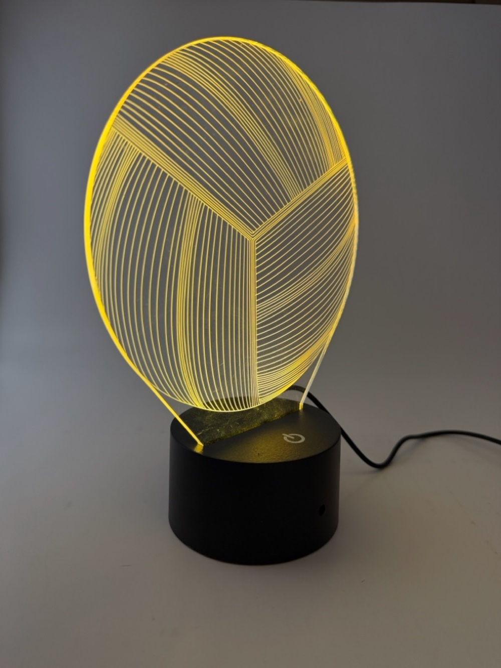 Modern Acrylic Volleyball LED Night Light with Black Touch Base - Picture 7 of 10
